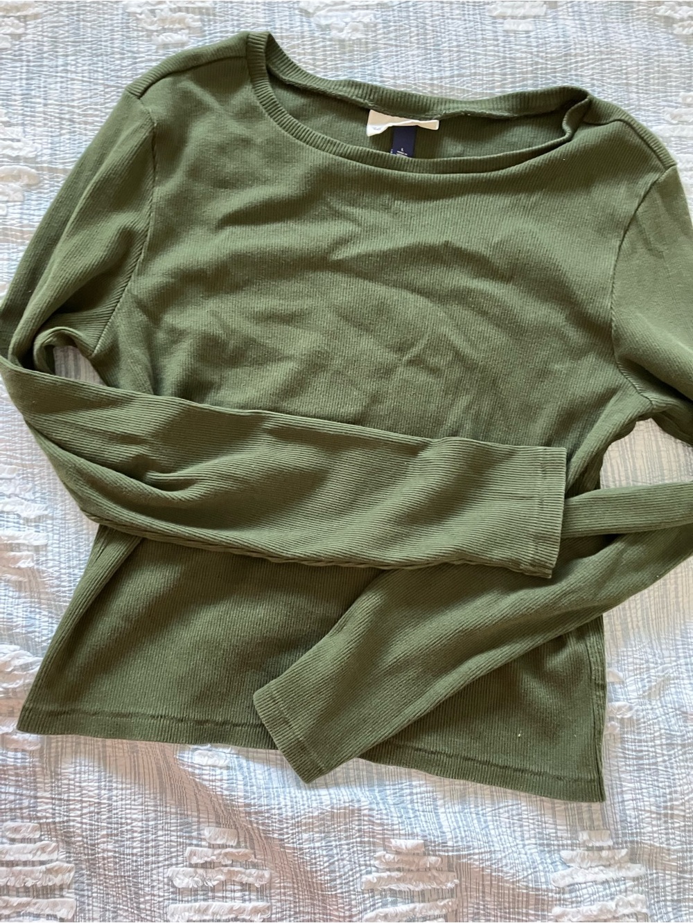Universal Thread Olive Green Ribbed Long-Sleeve Top
